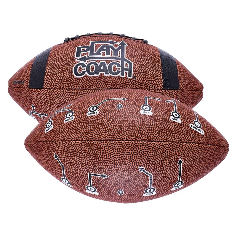 PlayCoach Youth Football in Junior & Peewee Sizes with 10 Basic Passing Routes for Kids 6 to 12 - Endorsed by Drew Brees, Beach Football, Kids Football, Leather Peewee Size - Image 1